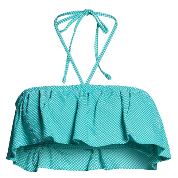J. Crew Gingham Print Ruffle Bikini Top - Picture 3 of 6